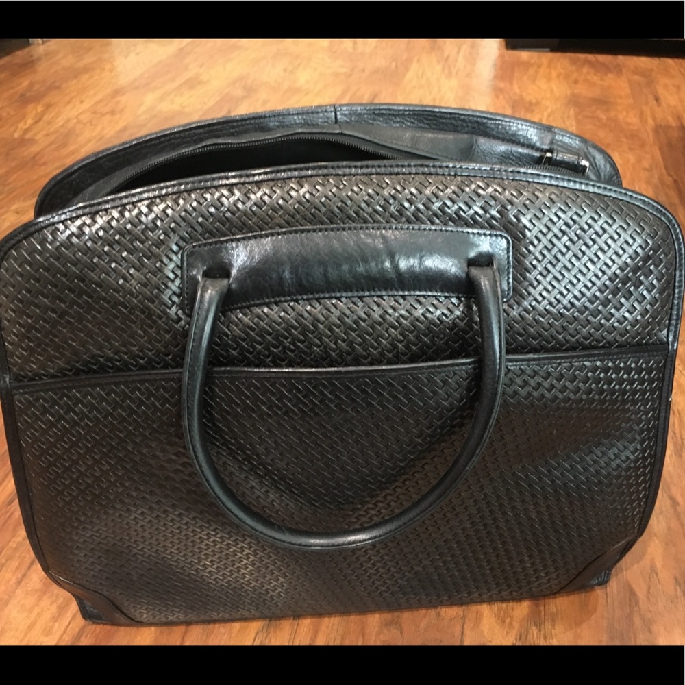 BOSCA Black Italian Leather Briefcase Laptop